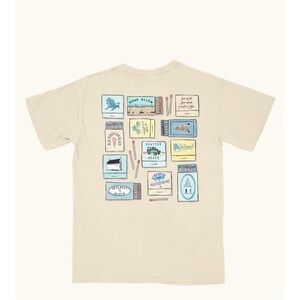 LIVE WELL 30A Graphic Matchbox Back Print Tee - Beige with Blue & Yellow Art